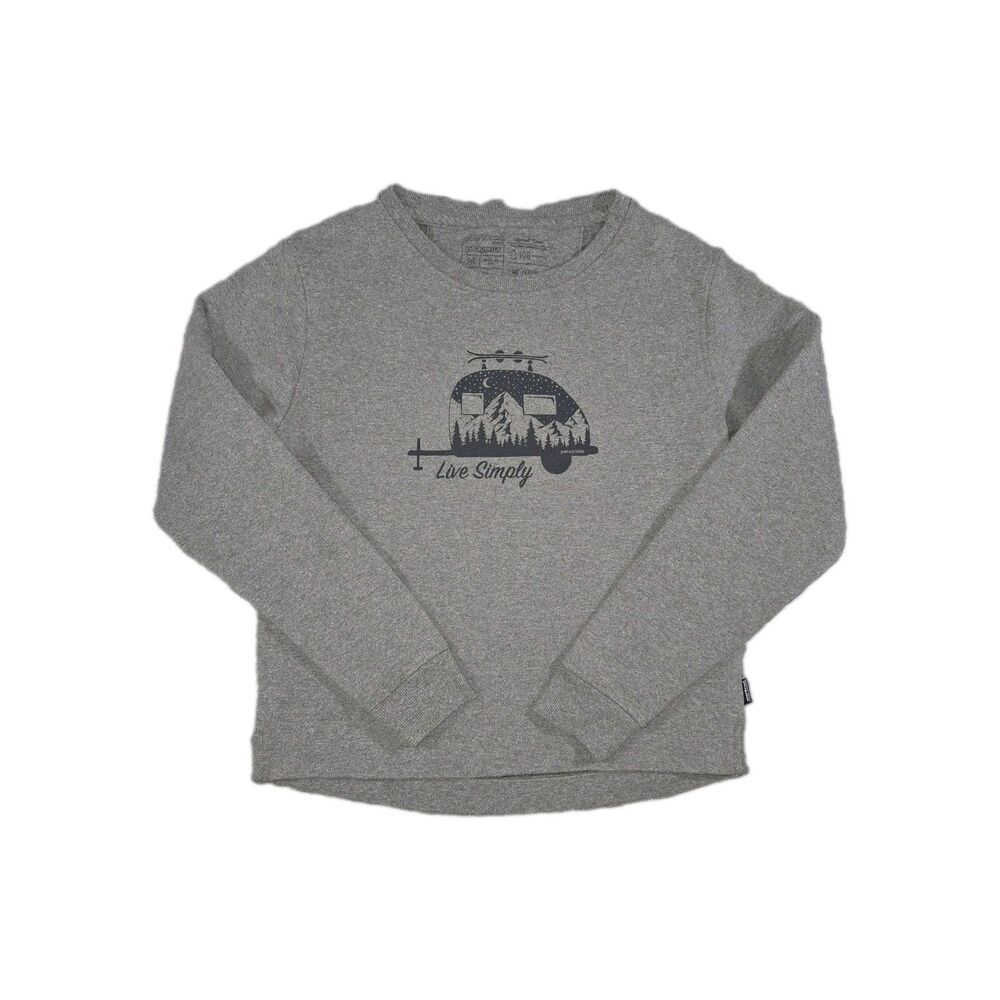 Patagonia Trailer Graphic Uprisal Crew Sweatshirt Pullover Medium Womens Grey